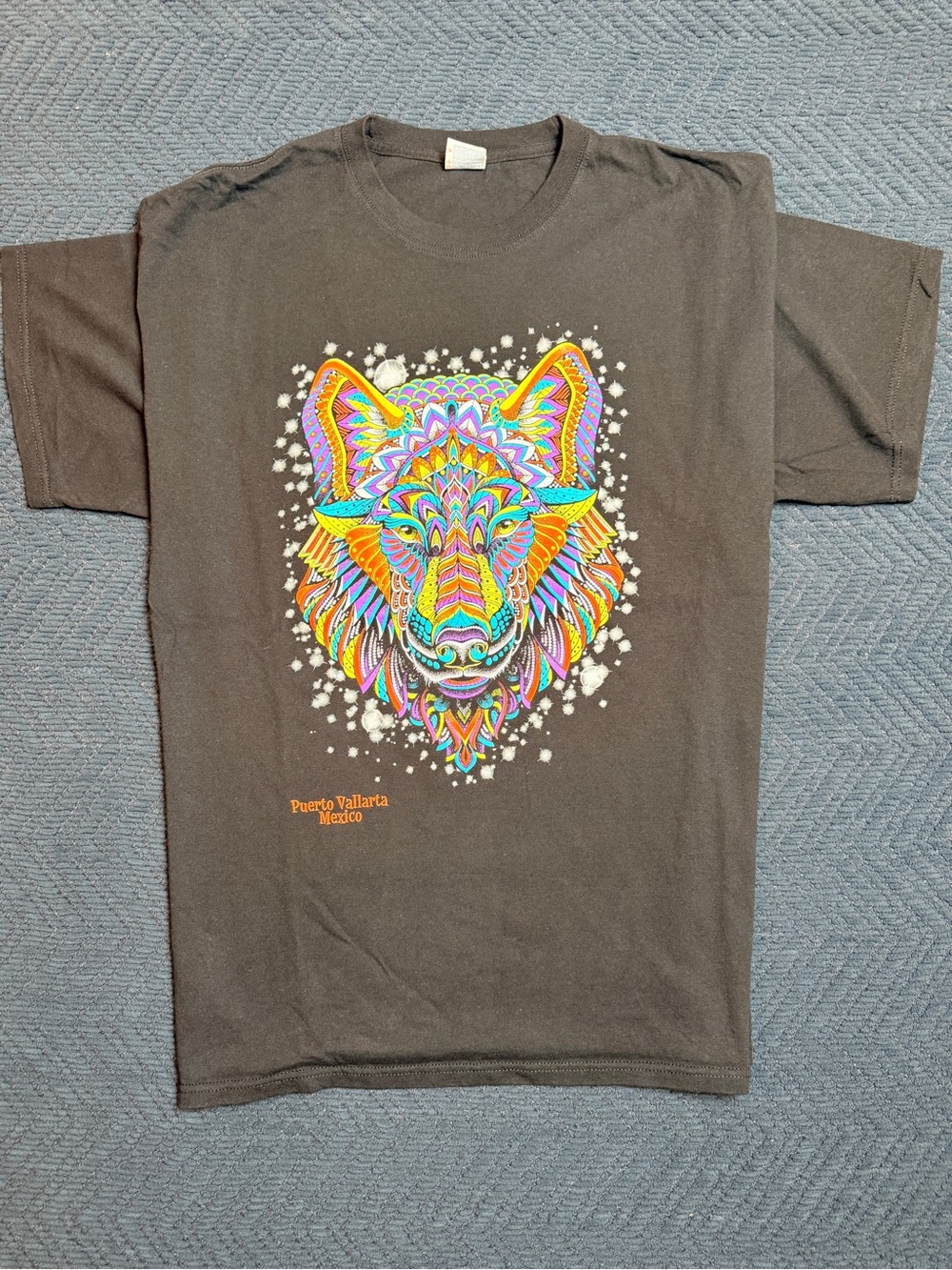 Yazbek Puerto Vallarta Mexico Psychedelic Wolf T-Shirt - Men's Size 2XL